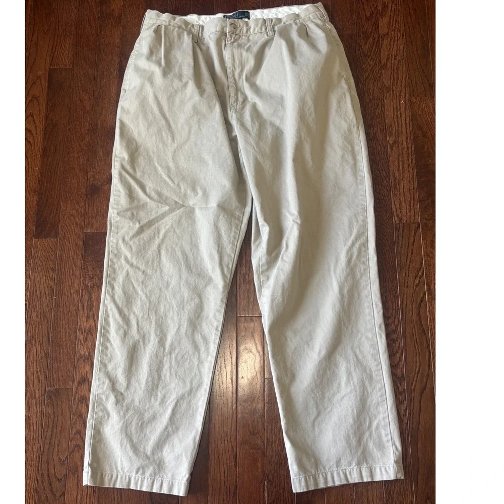 Polo Ralph Lauren Andrew Pant Mens 38x32 Khaki Tan Pleated Chino Trousers Cotton